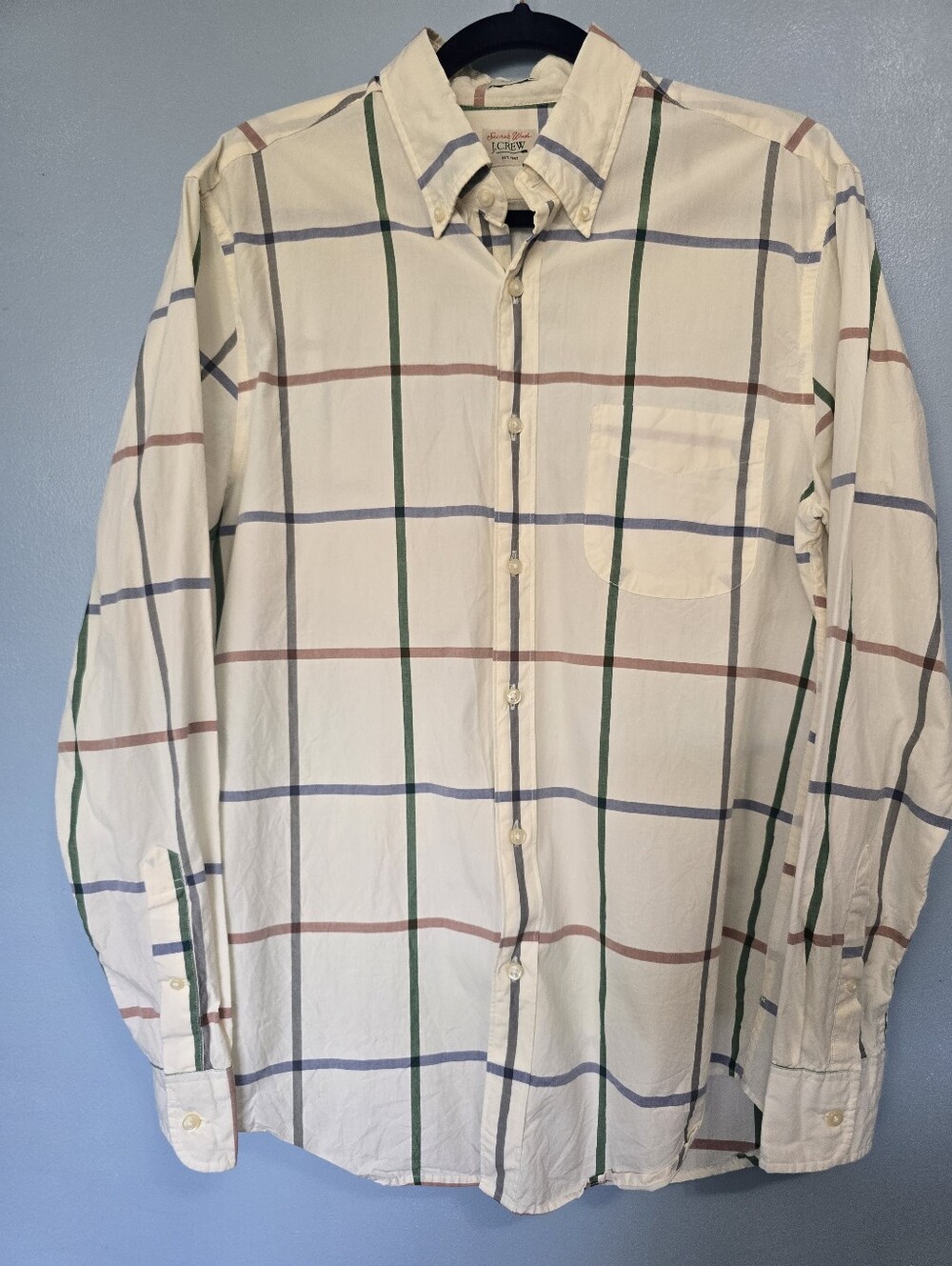 J. Crew Secret Wash Classic Men's Button-Down Windowpane M